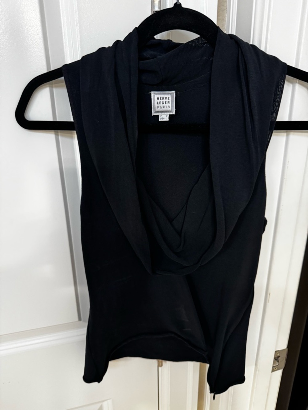 Herve Leger Black Knit Top with Label Detail